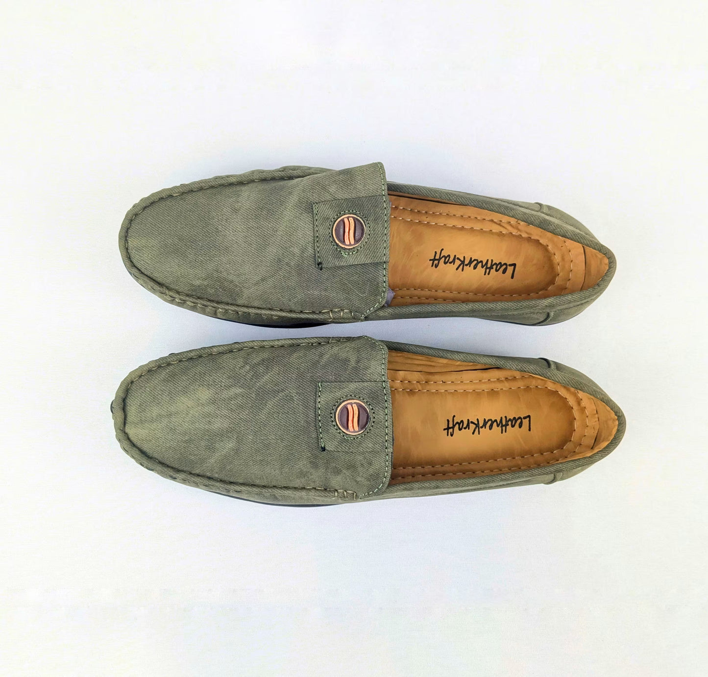 Leather Kraft Men Round Toe Slip-on Loafers