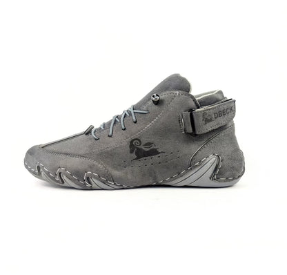 Zixer Premium Italian Heritage Suede Velcro Leather Casual Sneakers for Men in grey