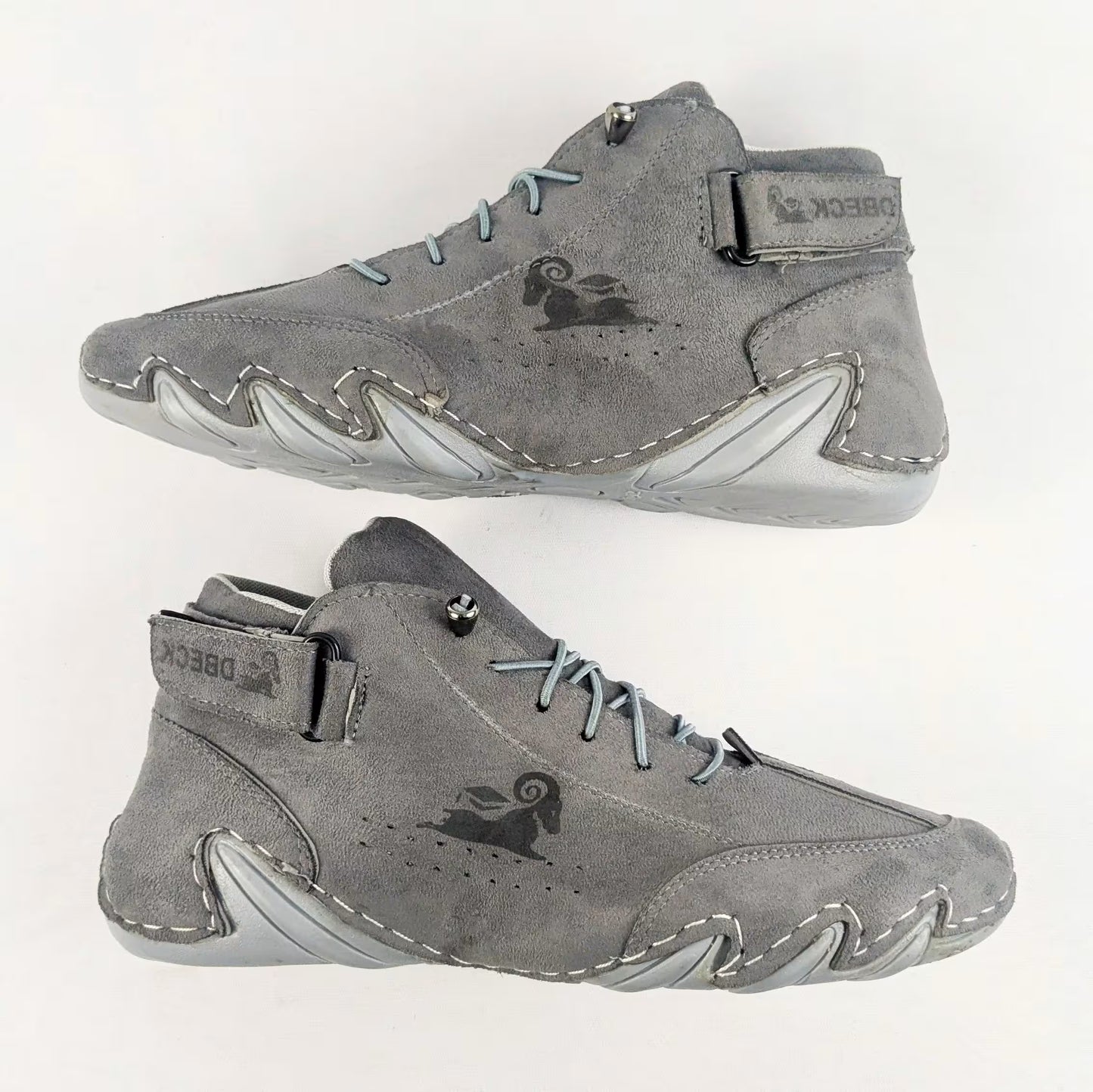 Zixer Premium Italian Heritage Suede Velcro Leather Casual Sneakers for Men in grey