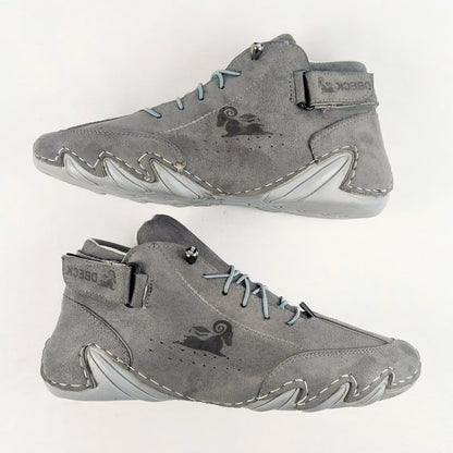 Zixer Premium Italian Heritage Suede Velcro Leather Casual Sneakers for Men in grey