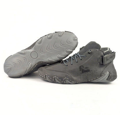 Zixer Premium Italian Heritage Suede Velcro Leather Casual Sneakers for Men in grey