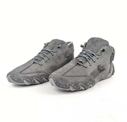 Zixer Premium Italian Heritage Suede Velcro Leather Casual Sneakers for Men in grey